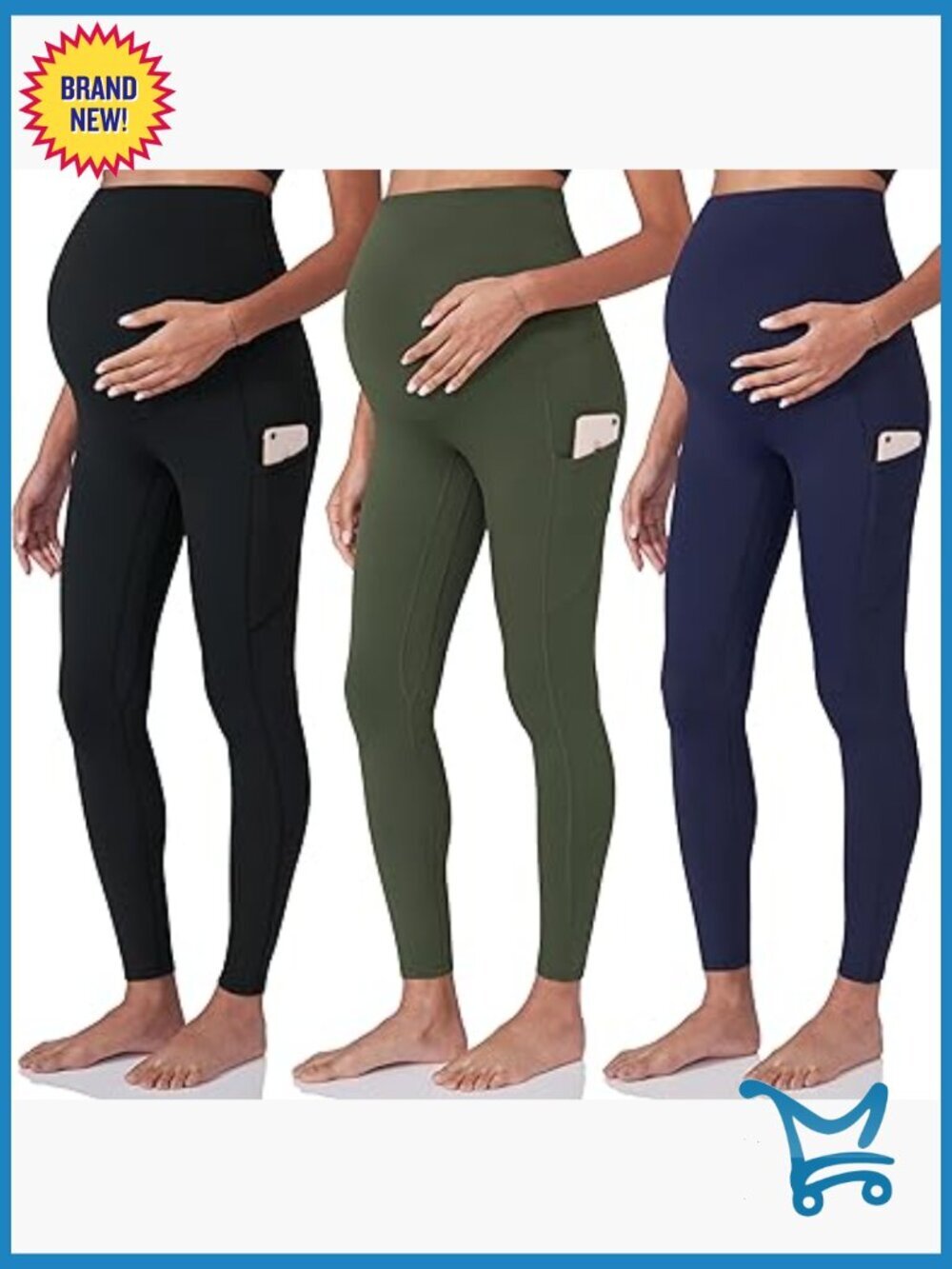 3 Pack Maternity Workout Leggings Over The Belly Yoga Pants with Pockets